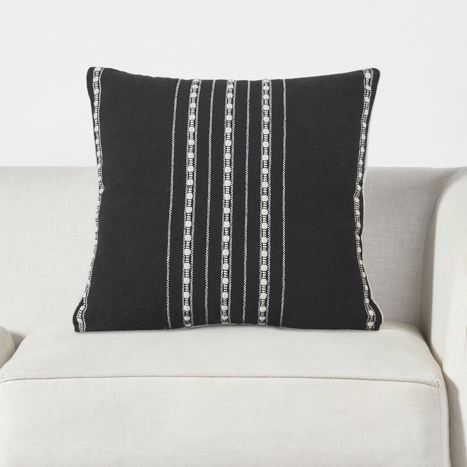 18" X 18" Black Stripe Cord Cotton Rich Decorative Pillow