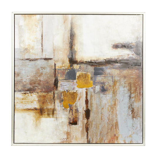 40" X 40" Abstract Framed Wall Art with Silver Frame, by