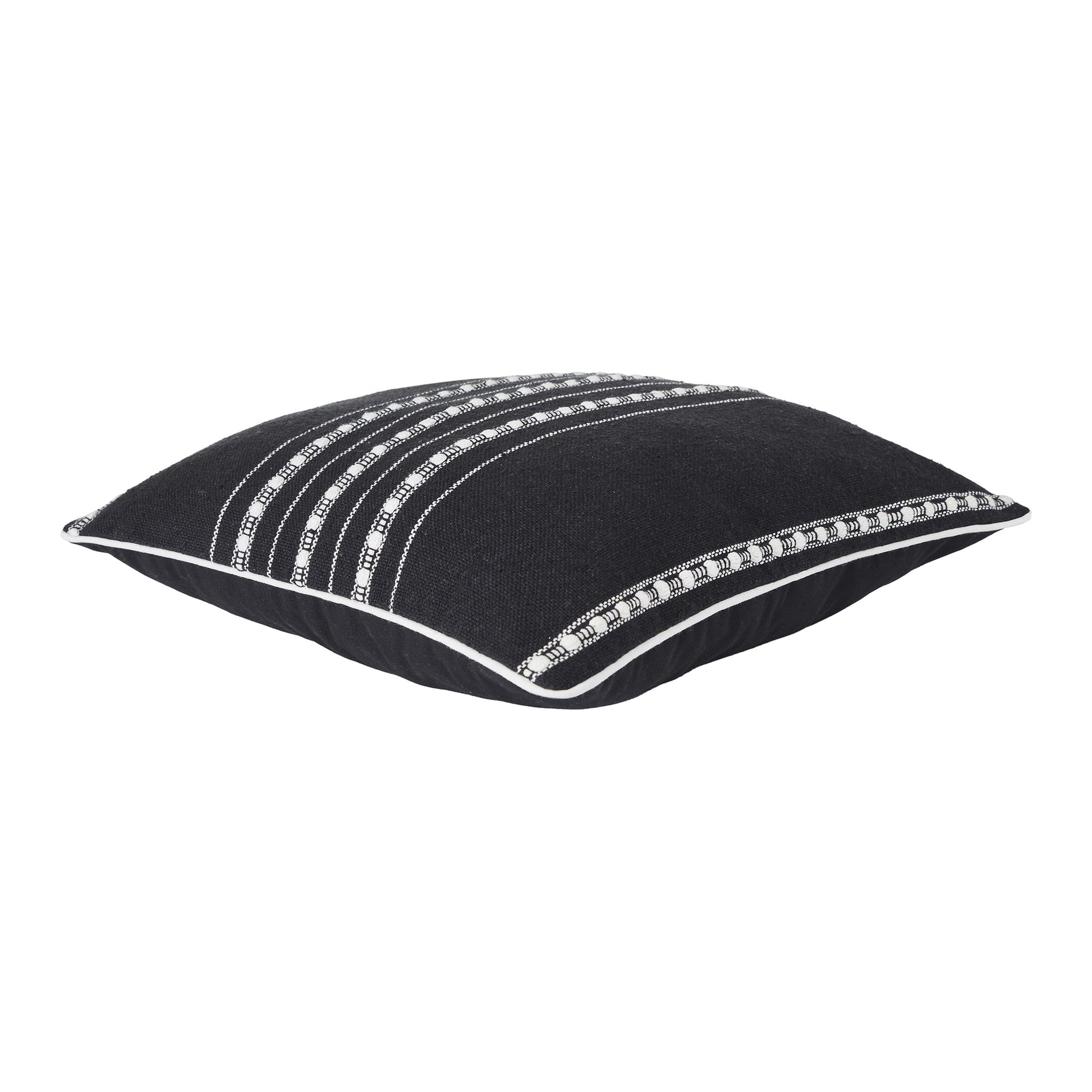 18" X 18" Black Stripe Cord Cotton Rich Decorative Pillow